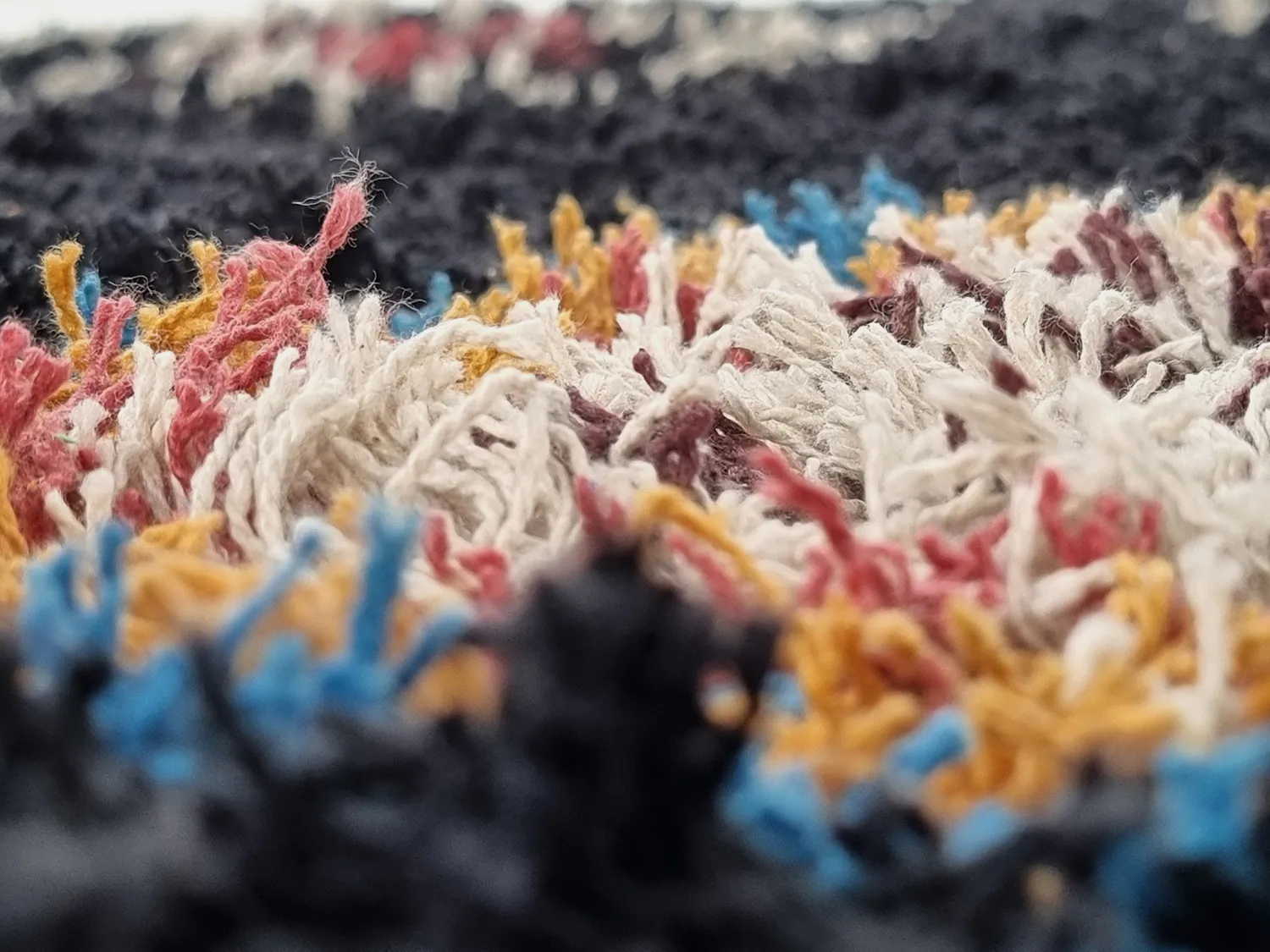 Hochflorteppiche - Marden Natural Cotton Shaggy (schwarz/multi)