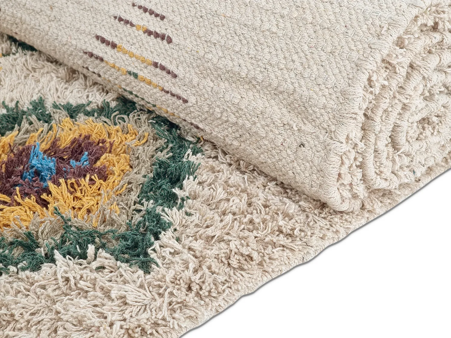 Hochflorteppiche - Siddel Natural Cotton Shaggy (beige/multi)