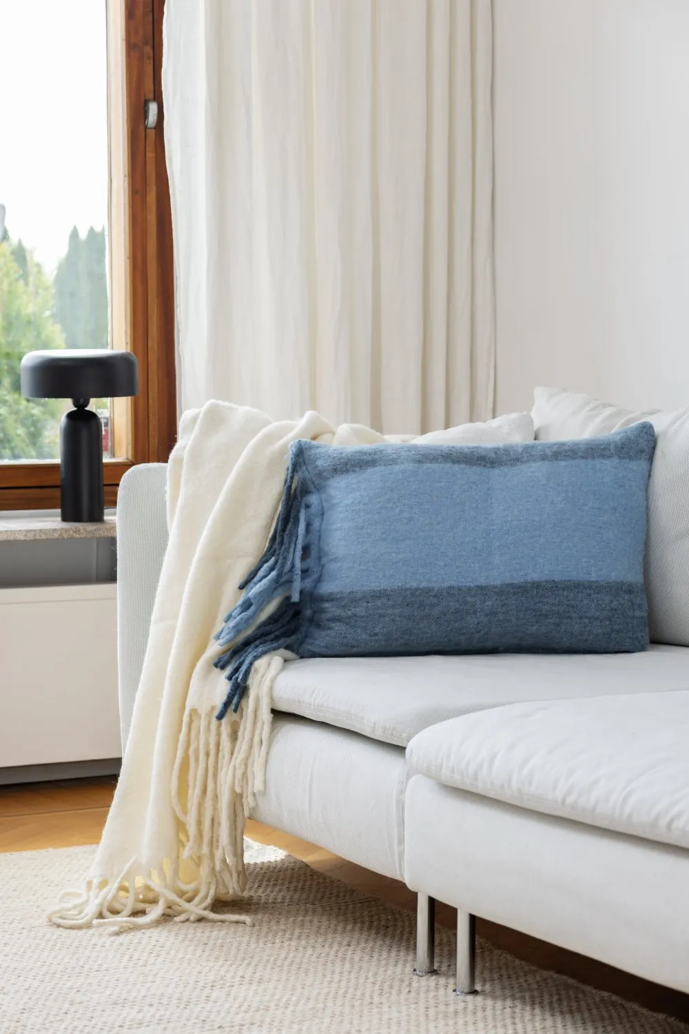 Kissenbezug aus Wollmischung - Carol (blau)