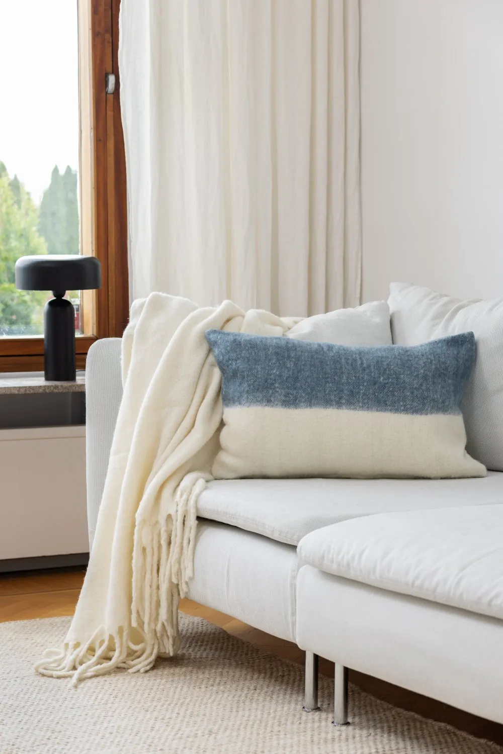 Kissenbezug aus Wollmischung - Carrie (blau)