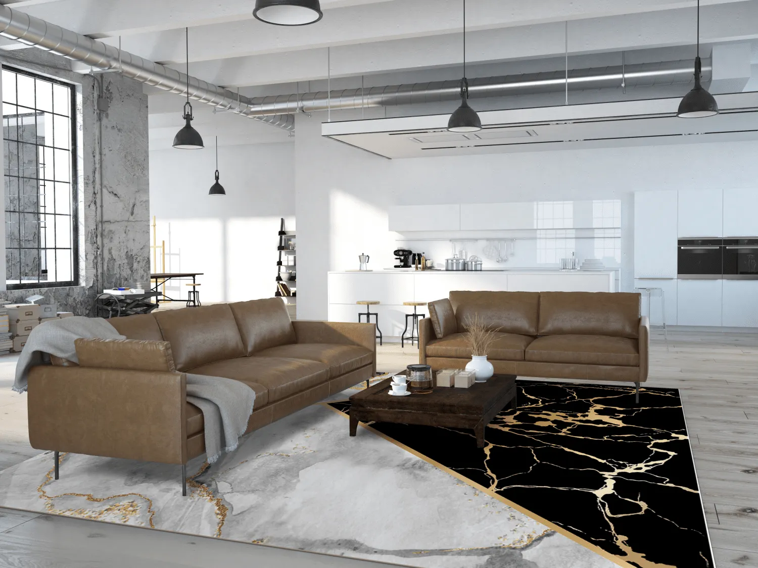 Wilton-Teppich - Cassa (grau/schwarz/gold)