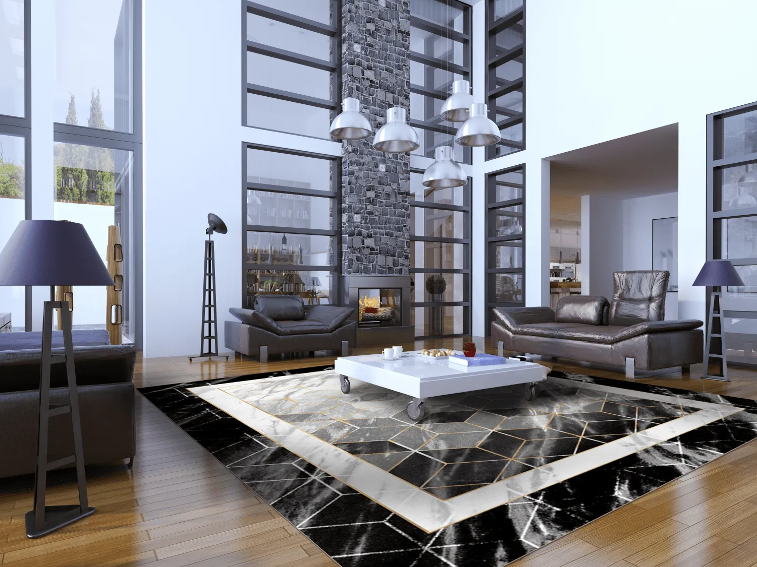 Wilton-Teppich - Castello (schwarz/weiß)