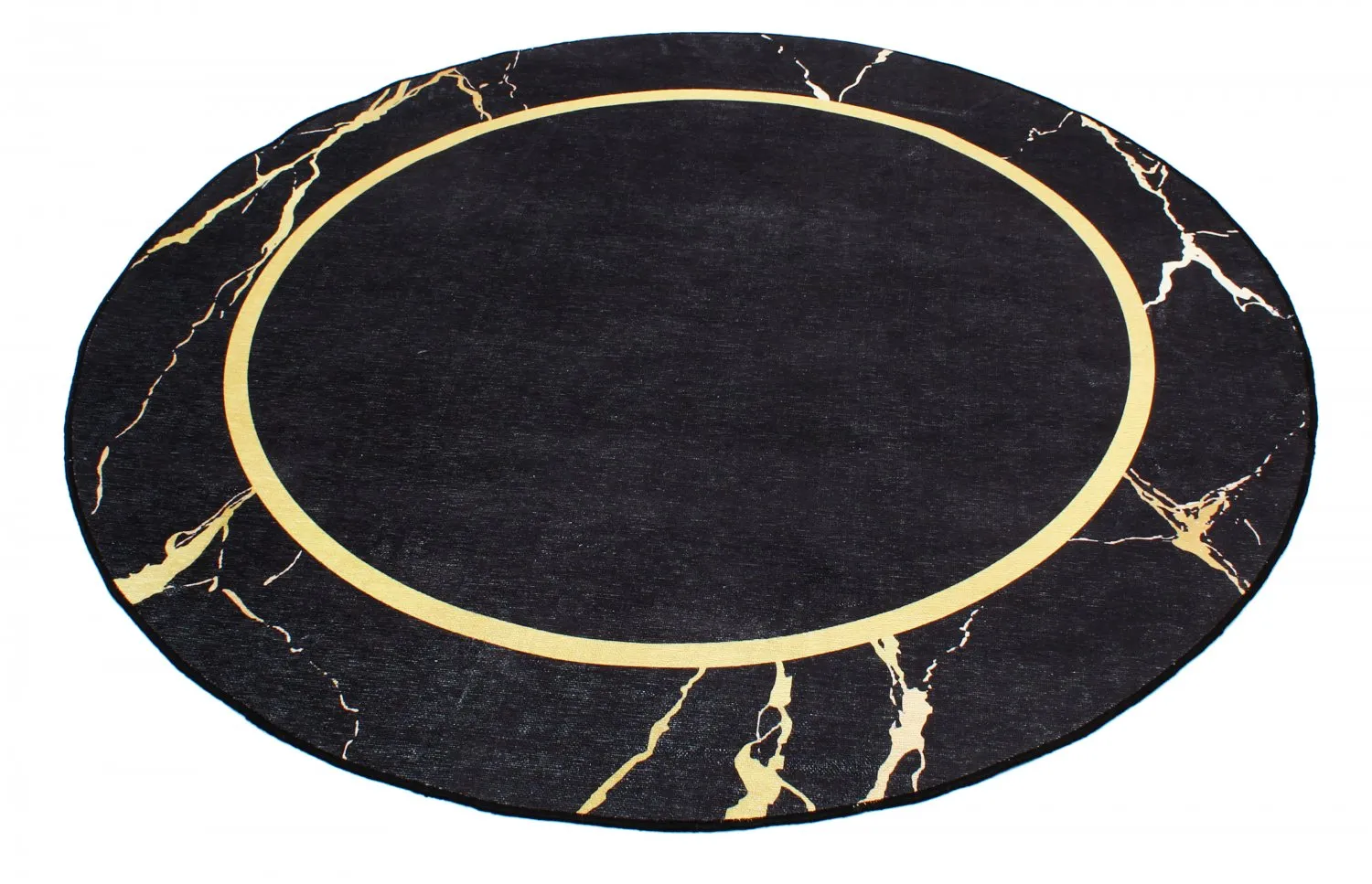 Tapis rond - Cerasia (noir/doré)