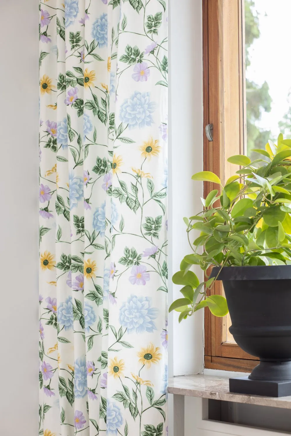 Vorhänge - Baumwollvorhang Dahlia (blau)