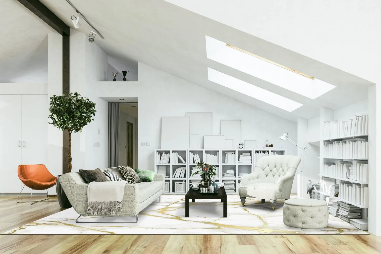 Wilton-Teppich - Cesina (stone/weiß/gold)