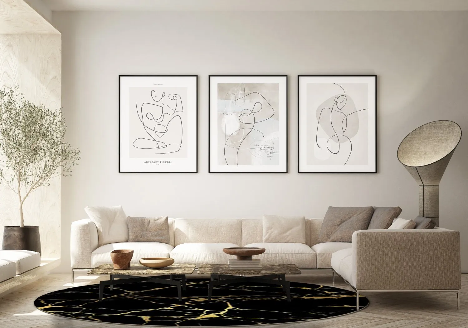 Rund Teppich - Vieste (schwarz/gold)