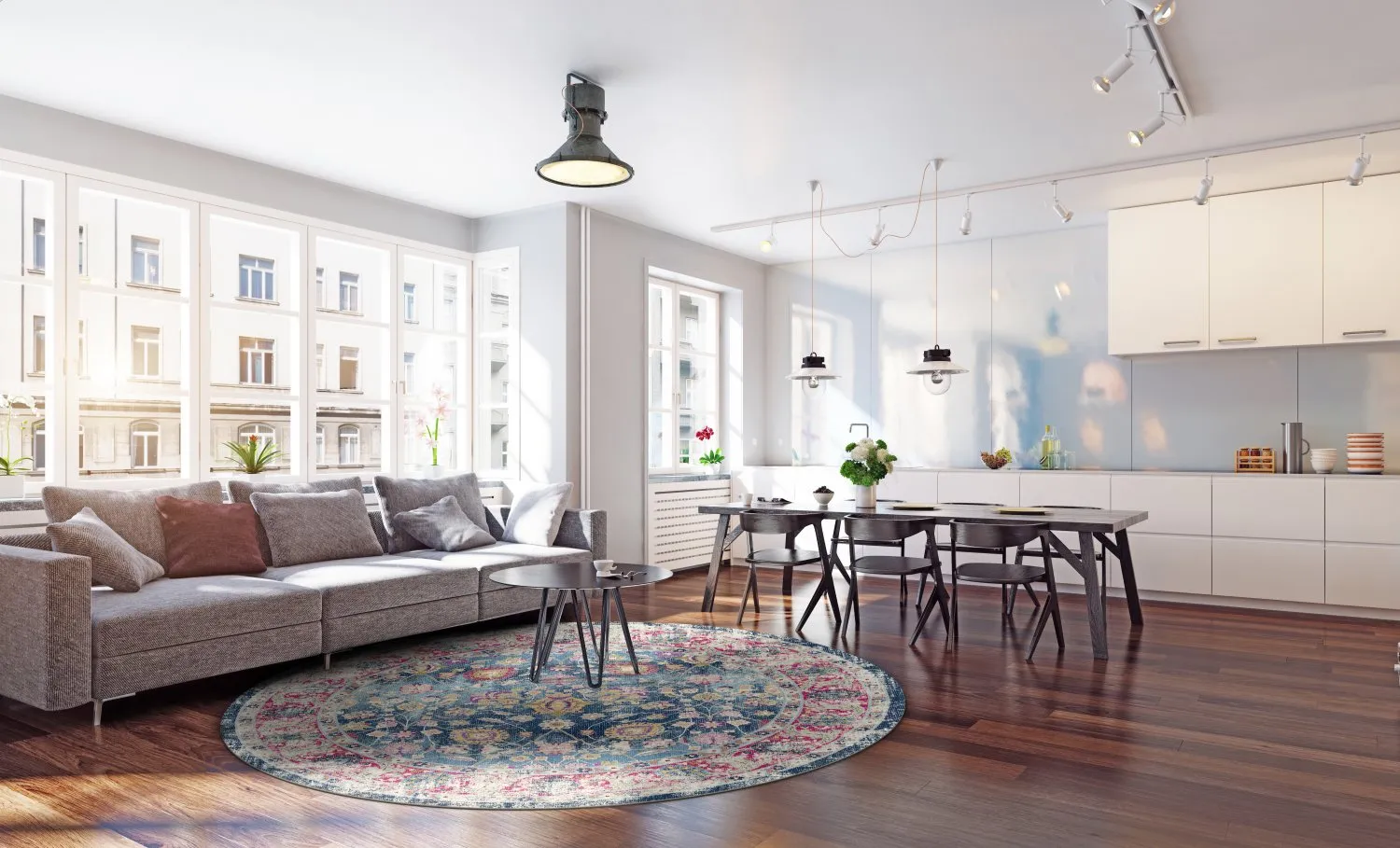 Rund Teppich - Bouhjar (blau/rosa/multi)