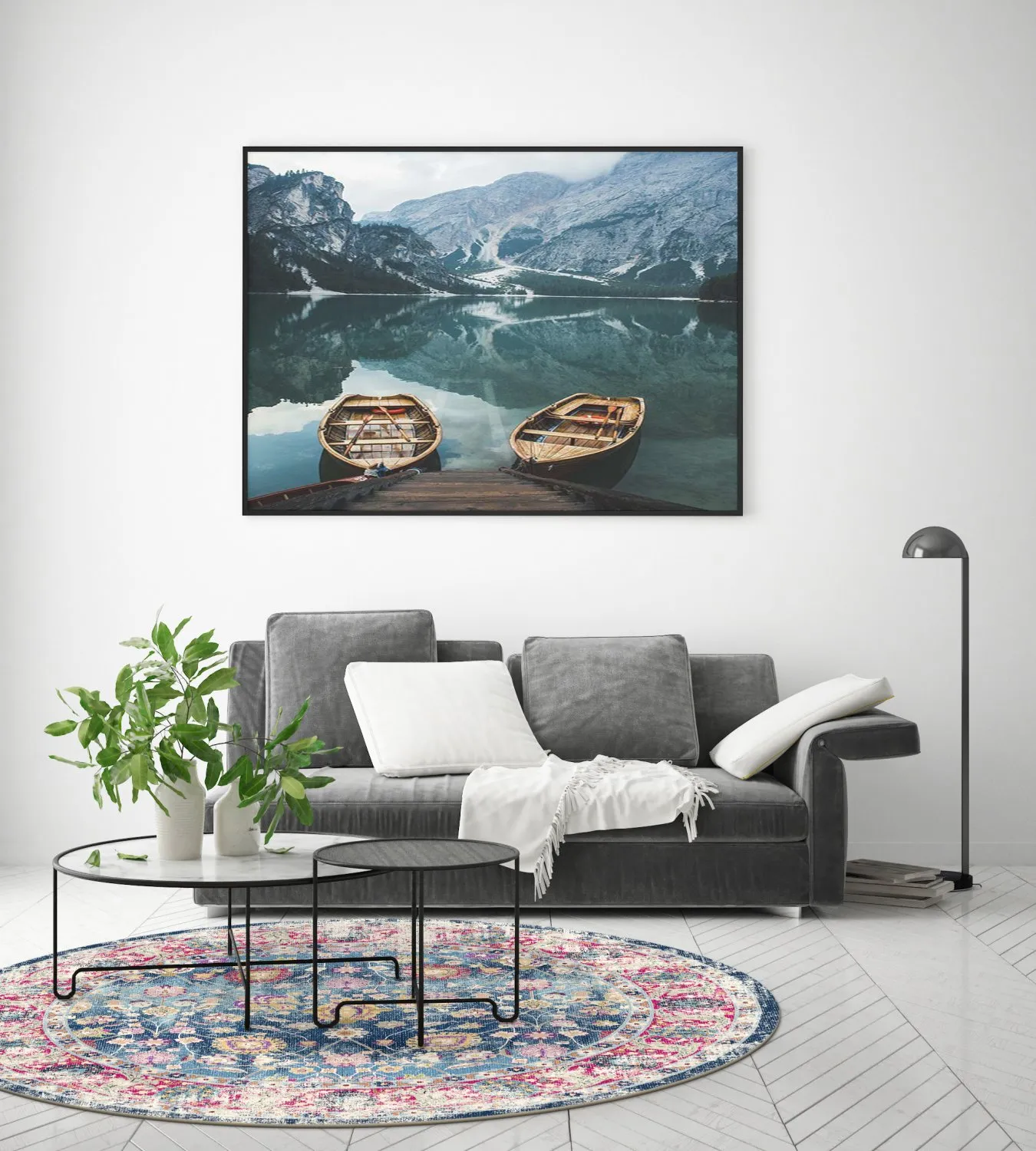 Rund Teppich - Bouhjar (blau/rosa/multi)