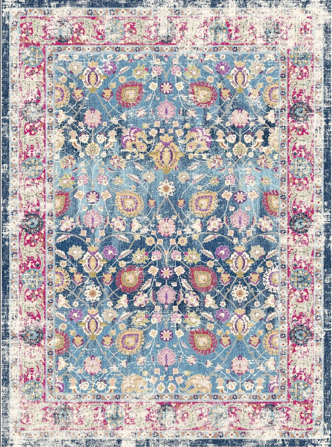 Wilton-Teppich - Bouhjar (blau/rosa/multi)