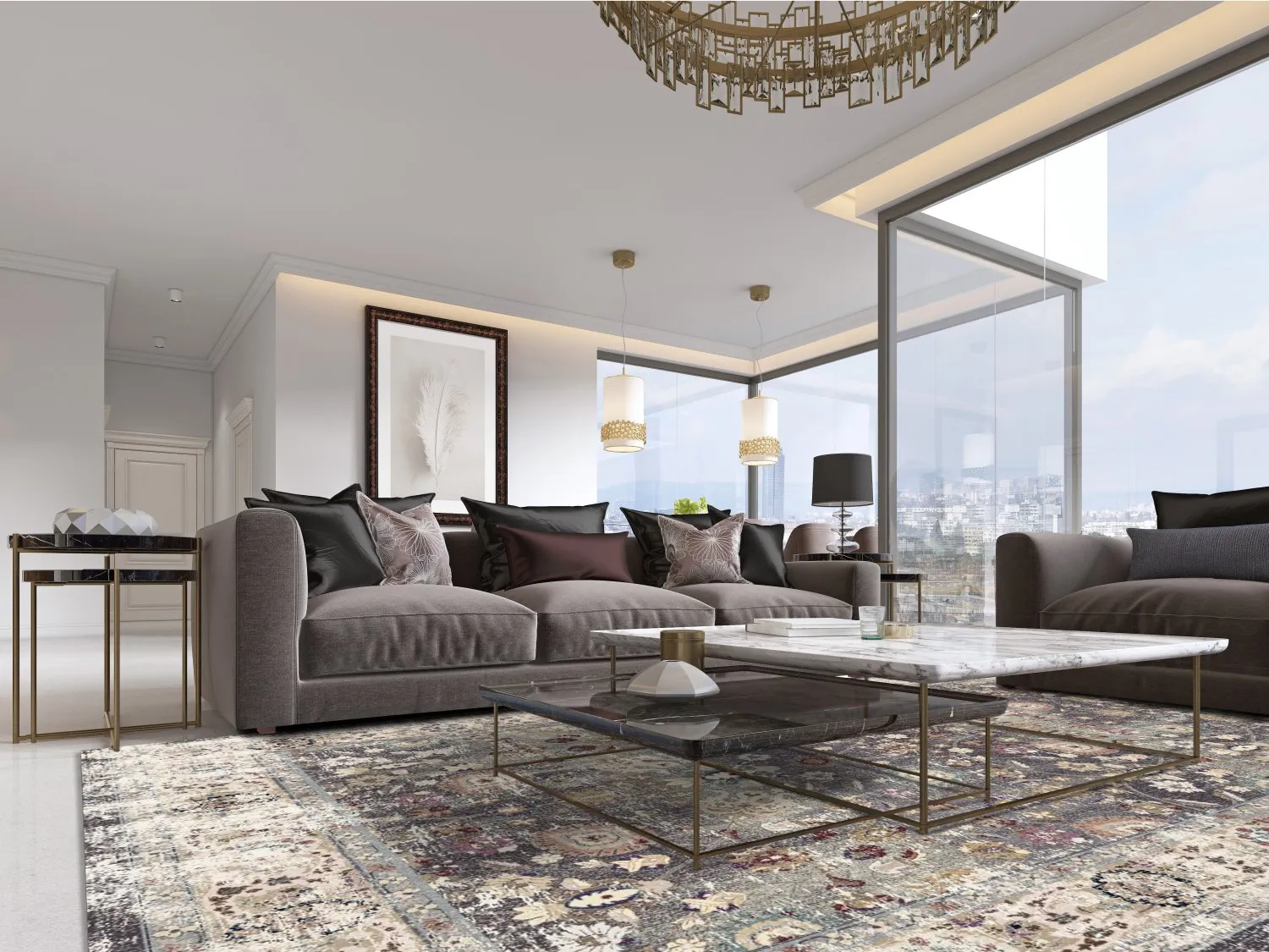 Wilton-Teppich - Bouhjar (grau/multi)