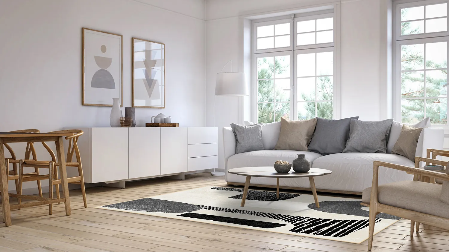 Wilton-Teppich - Suki (beige/schwarz)