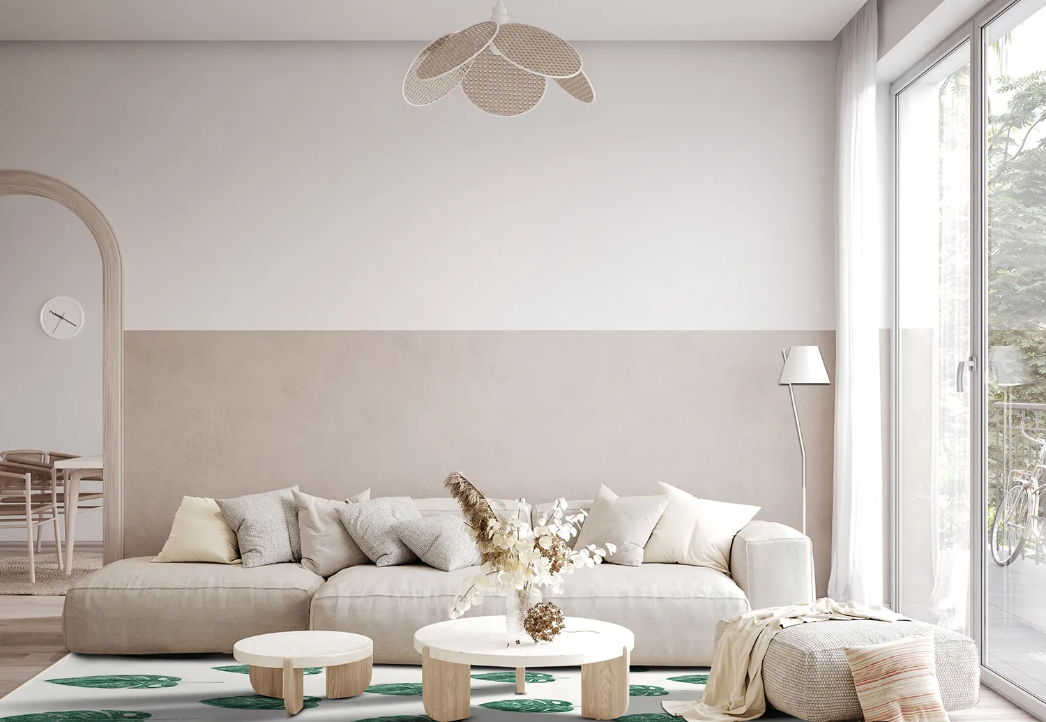 Wilton-Teppich - Leni (weiß/grün)