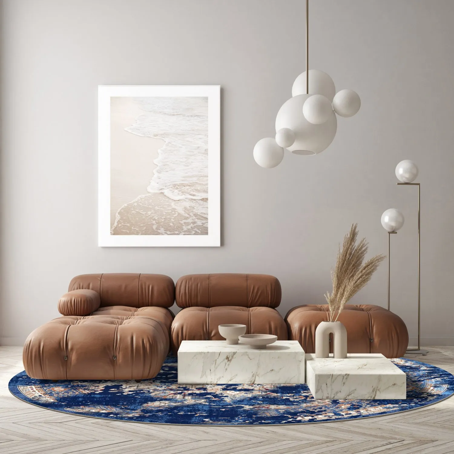 Rund Teppich - Temima (blau)