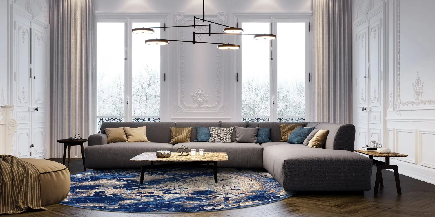 Rund Teppich - Temima (blau)