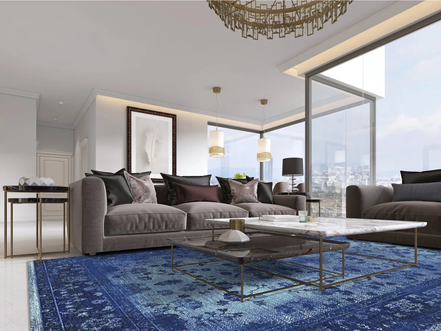 Wilton-Teppich - Gombalia (blau)