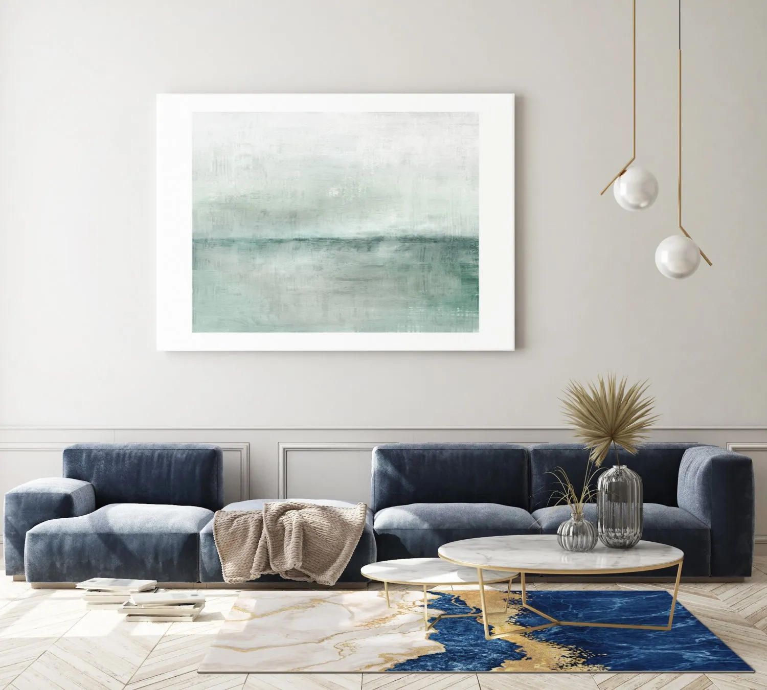 Wilton-Teppich - Padova (blau/weiß/gold)