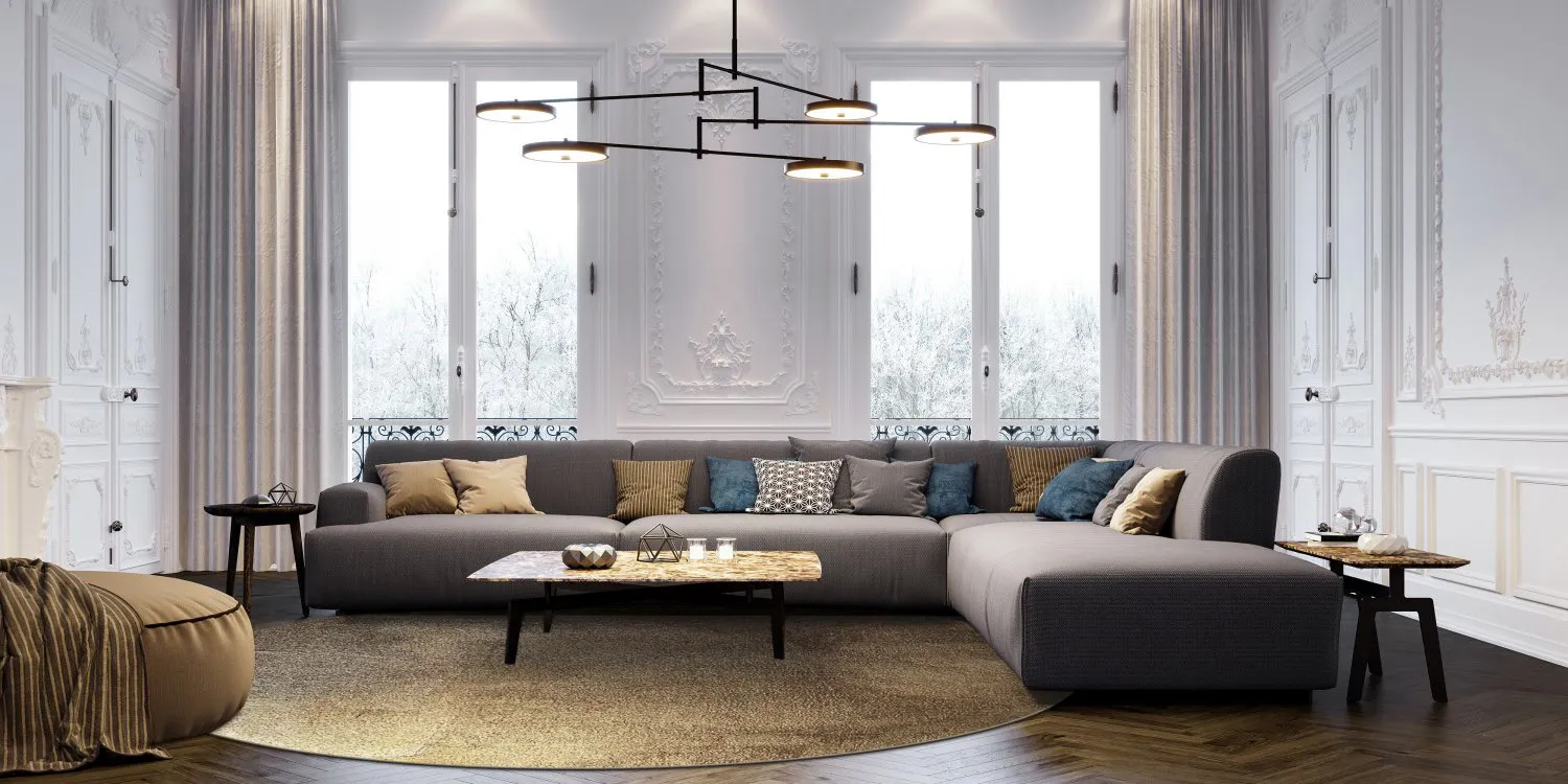 Tapis rond - Oristano (marron/doré)