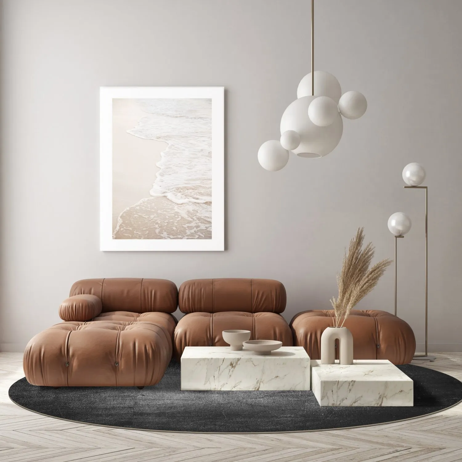 Rund Teppich - Serifos (dunkelgrau)