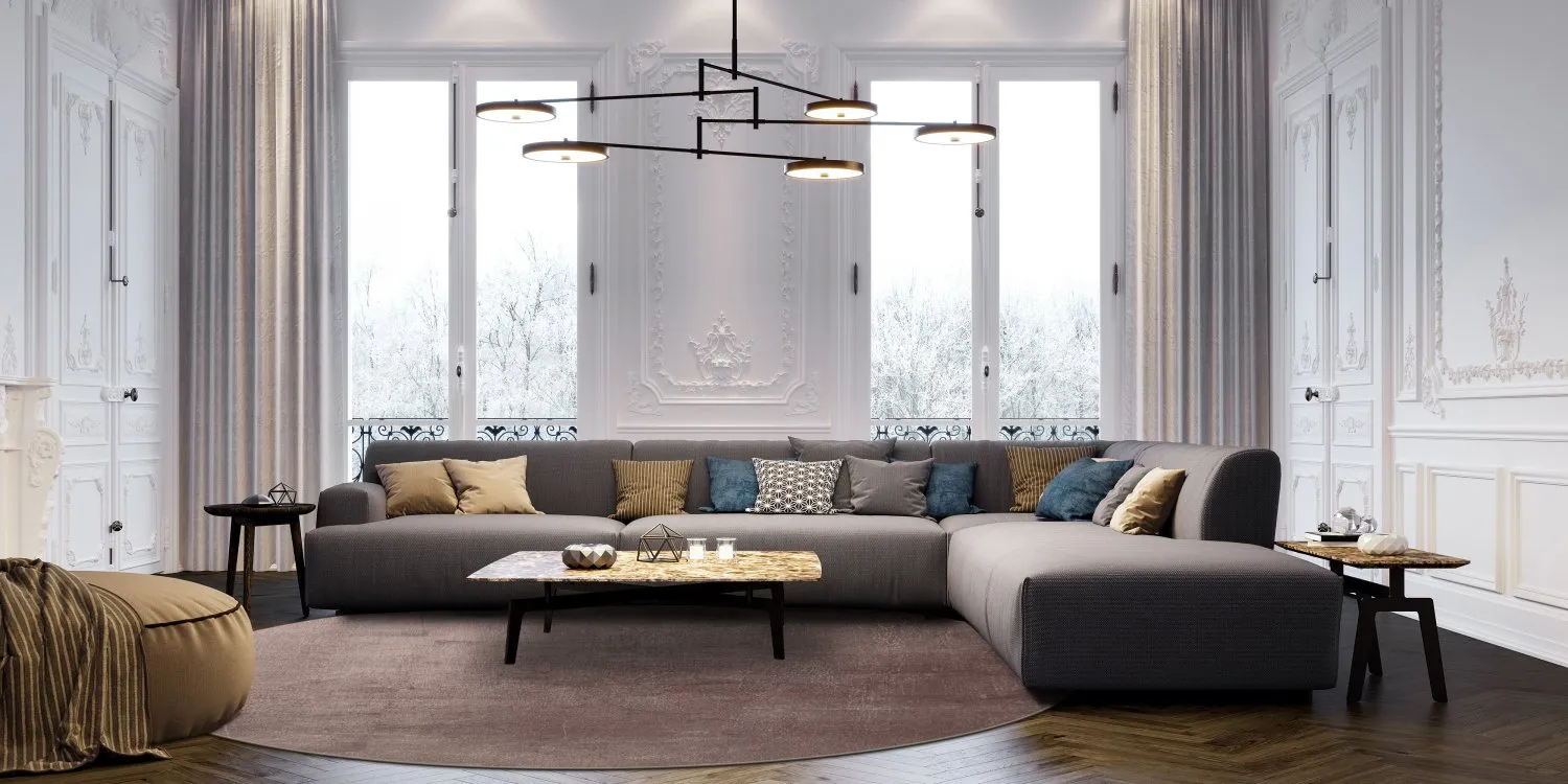 Tapis rond - Artena (gris/marron)