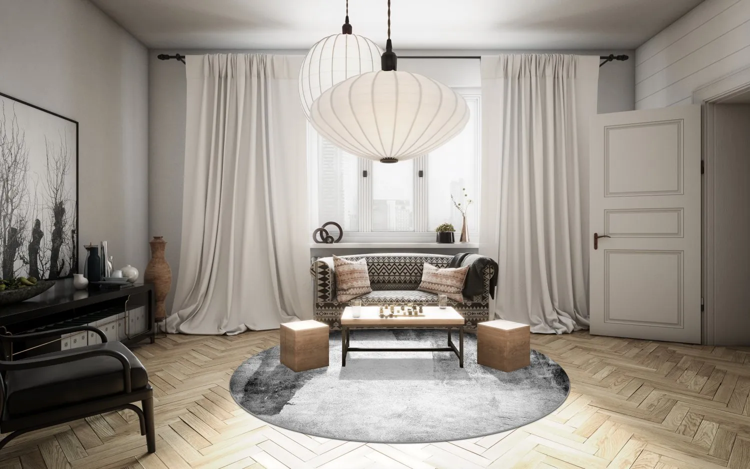 Rund Teppich - Esperia (grau)