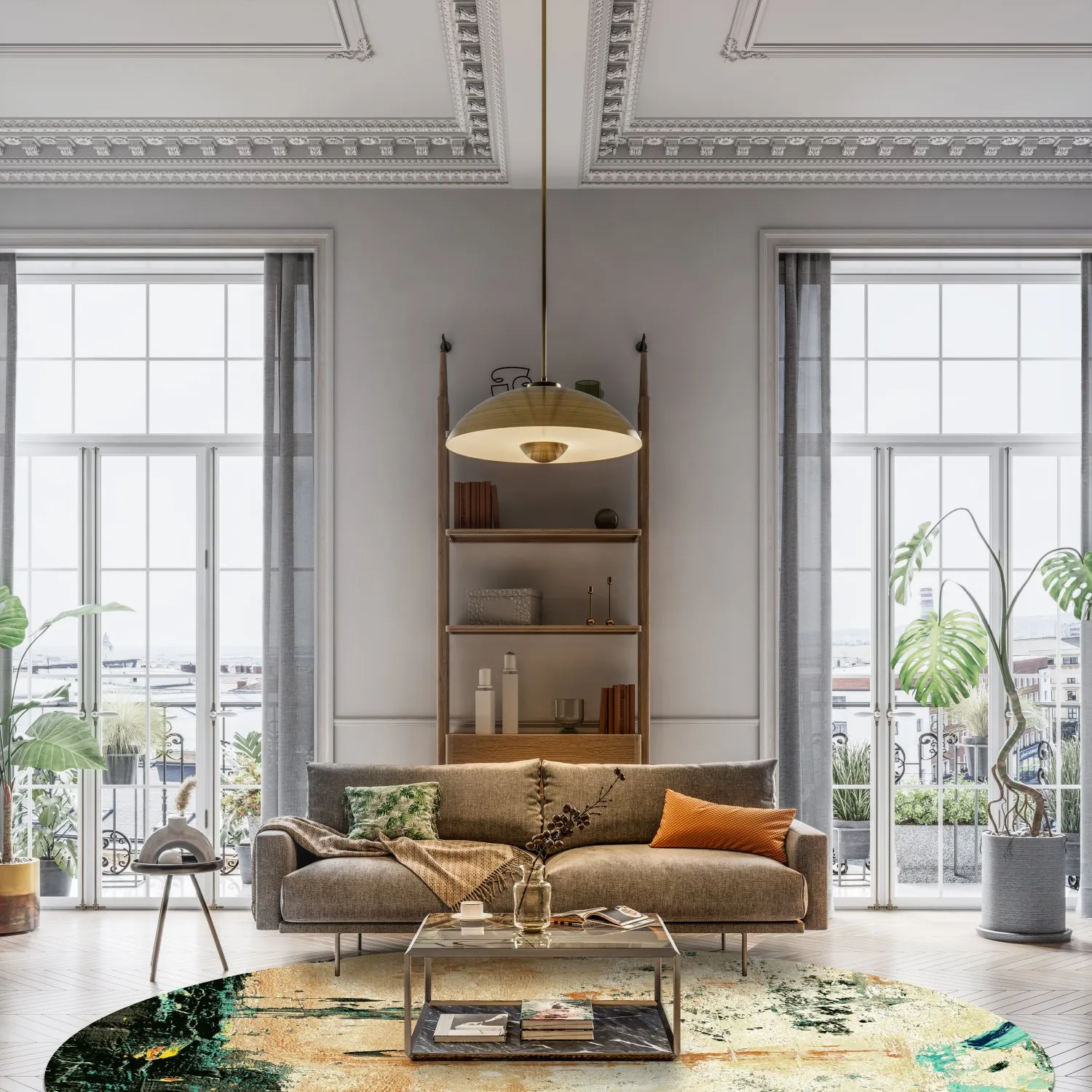 Rund Teppich - Tempes (beige/multi)