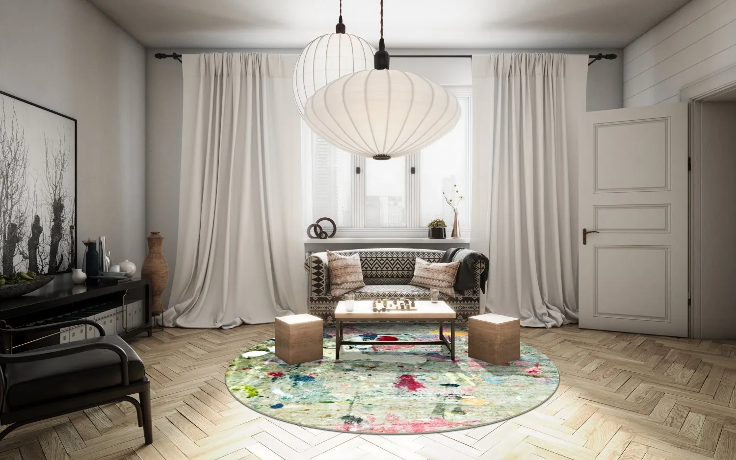 Rund Teppich - Satriano (grau/multi)