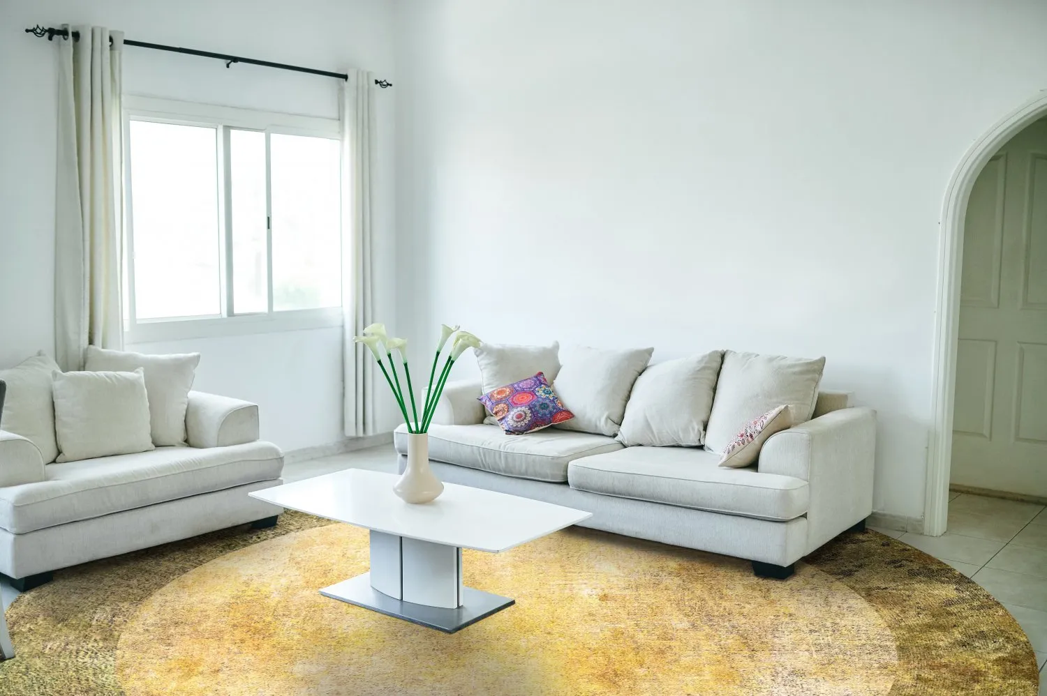 Rund Teppich - Campana (beige/gelb)