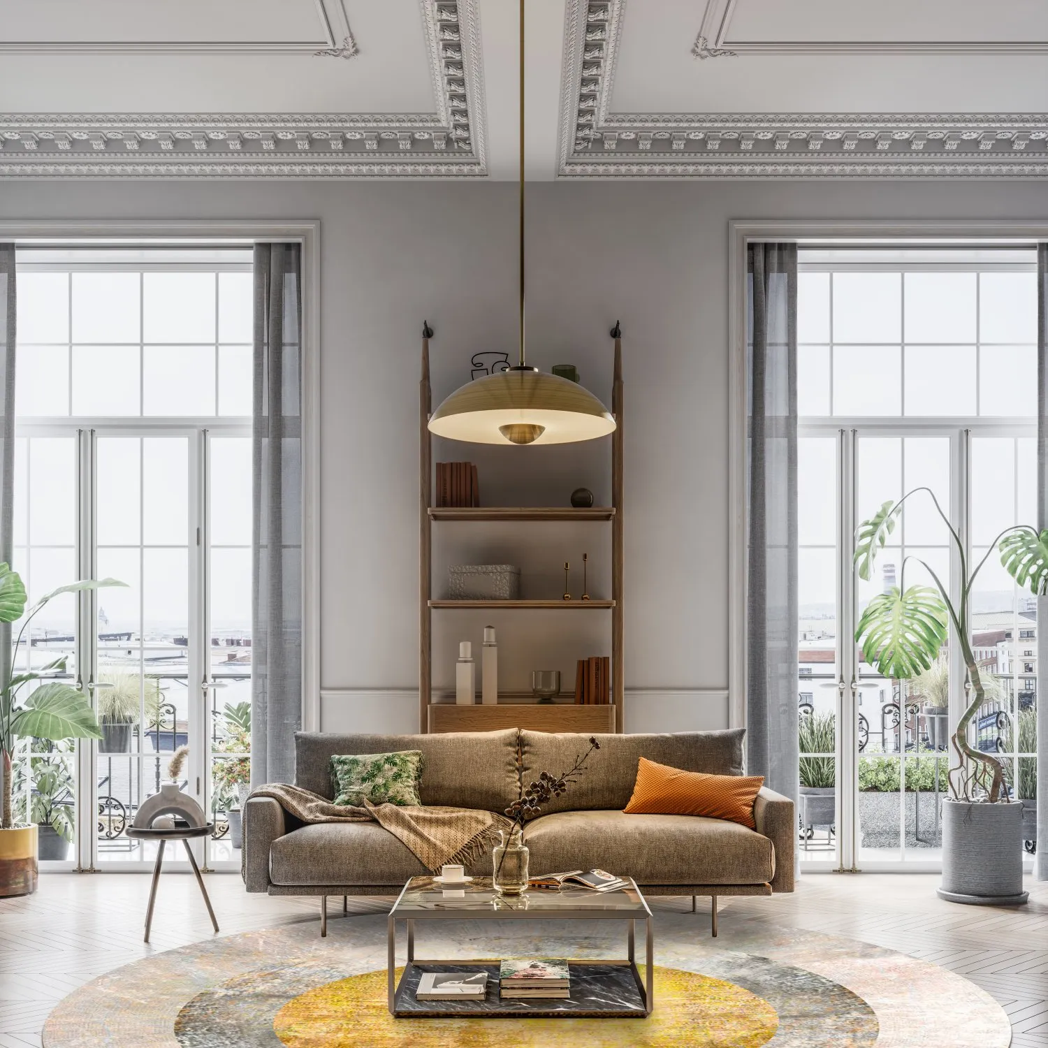 Rund Teppich - Budoni (grau/beige/gelb)