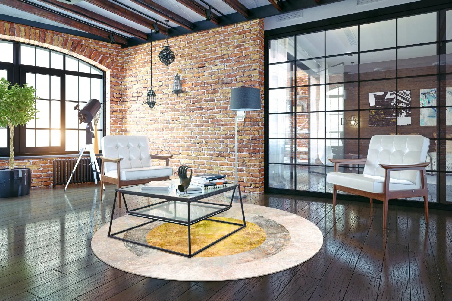 Rund Teppich - Budoni (grau/beige/gelb)