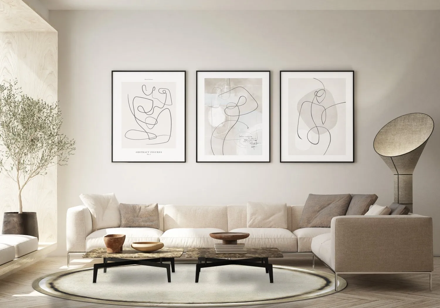 Rund Teppich - Arriate (beige/grau)