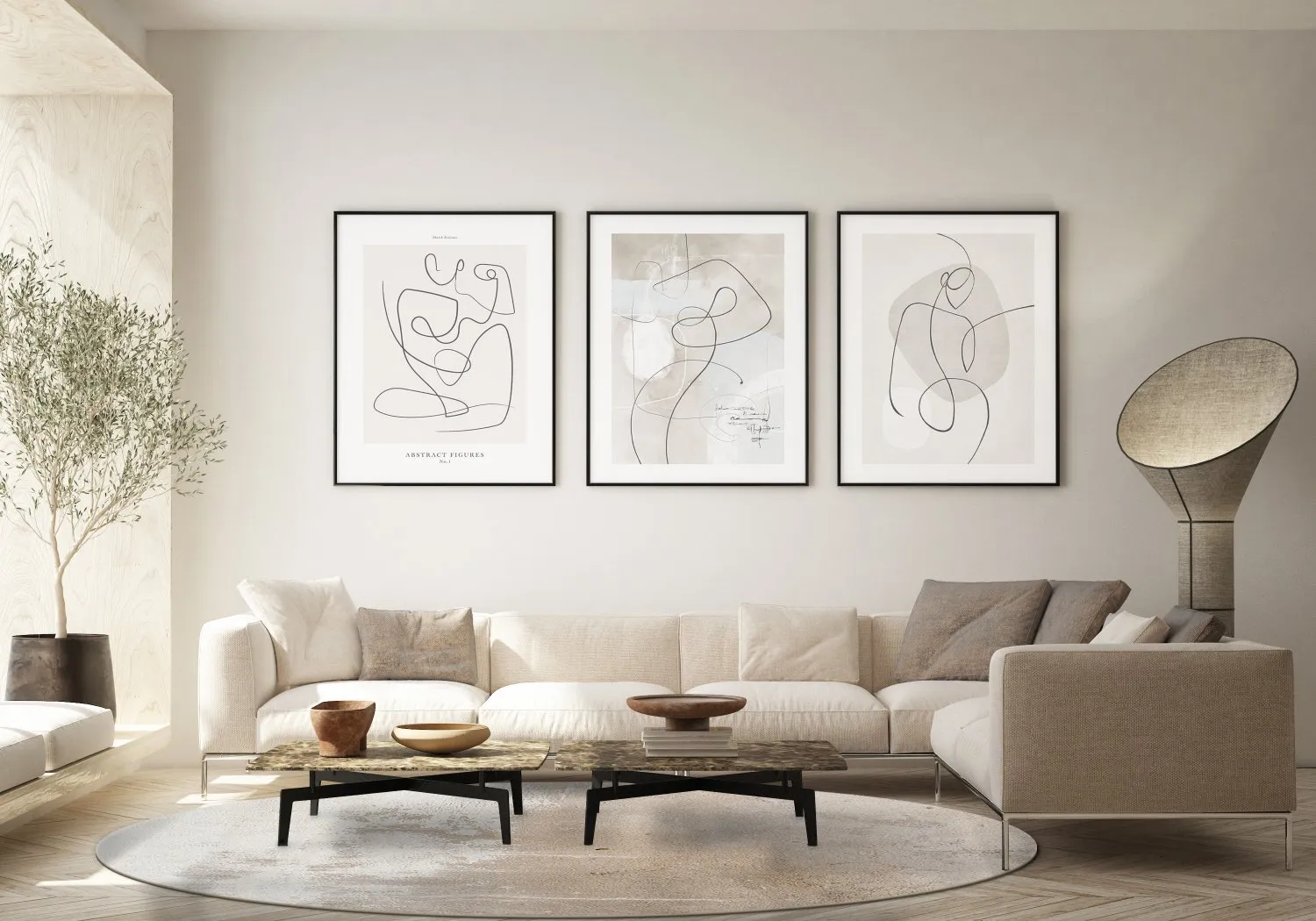 Rund Teppich - Bornos (grau/beige)