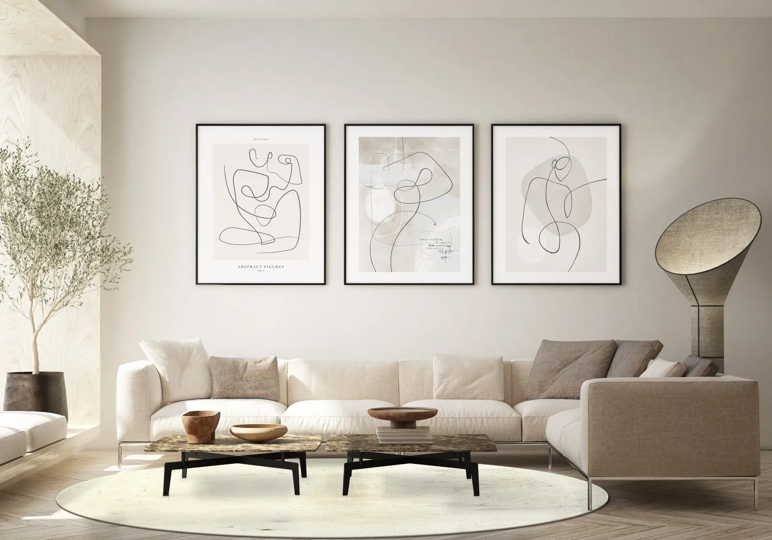 Rund Teppich - Osuna (grau/beige)