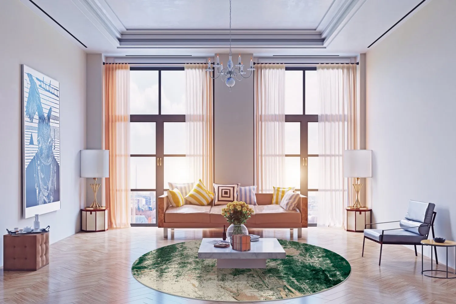 Rund Teppich - Tamalous (beige/grün)