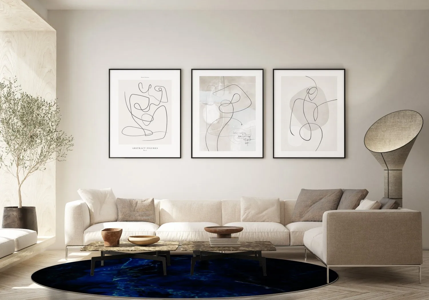 Tapis rond - Zuani (bleu foncé)