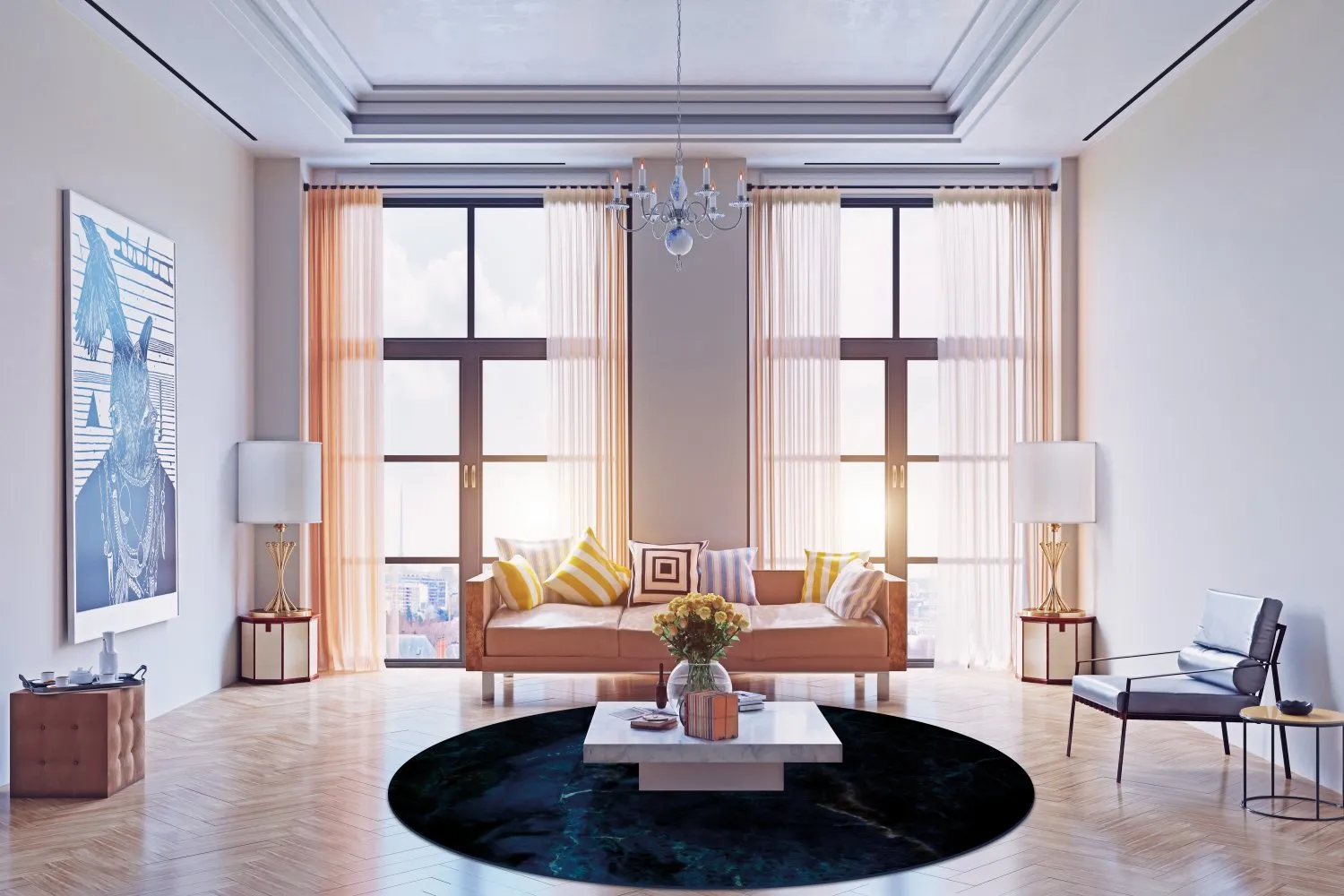 Tapis rond - Zuani (bleu foncé)