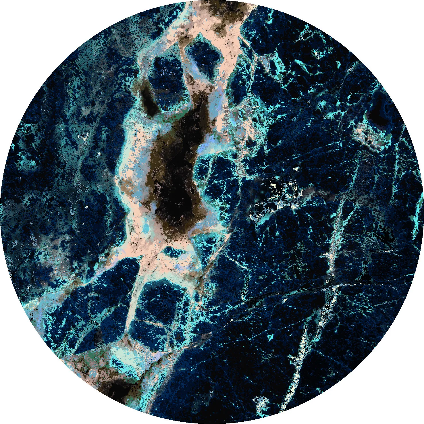 Rund Teppich - Narbolia (blau/multi)