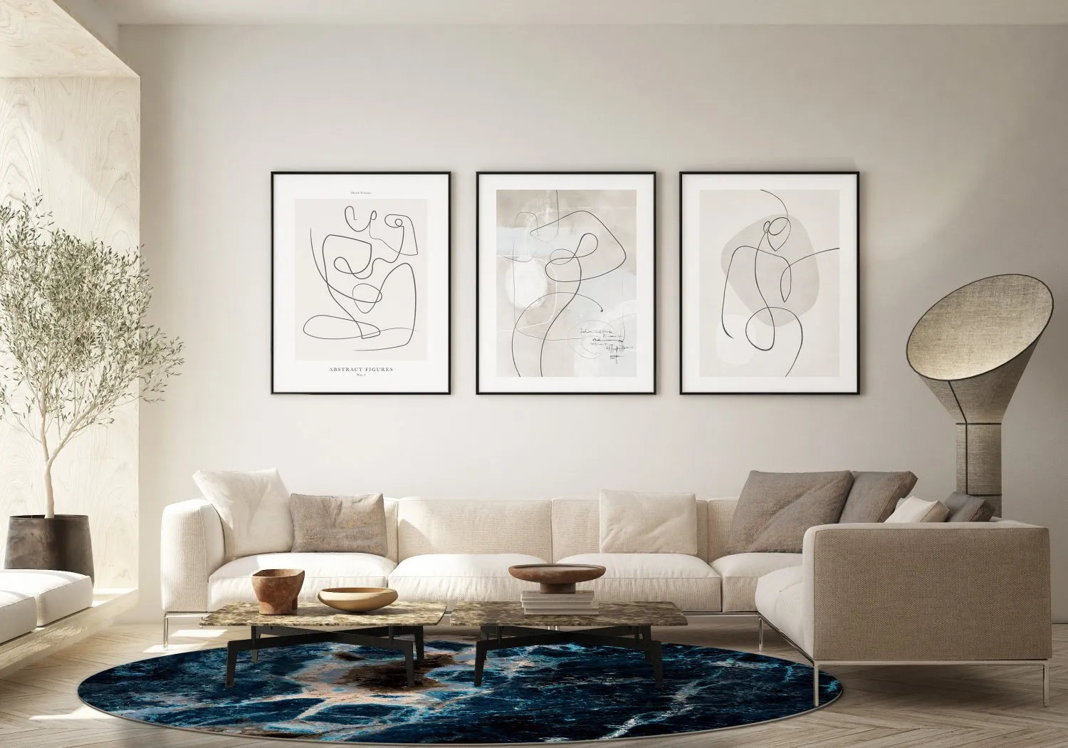 Rund Teppich - Narbolia (blau/multi)