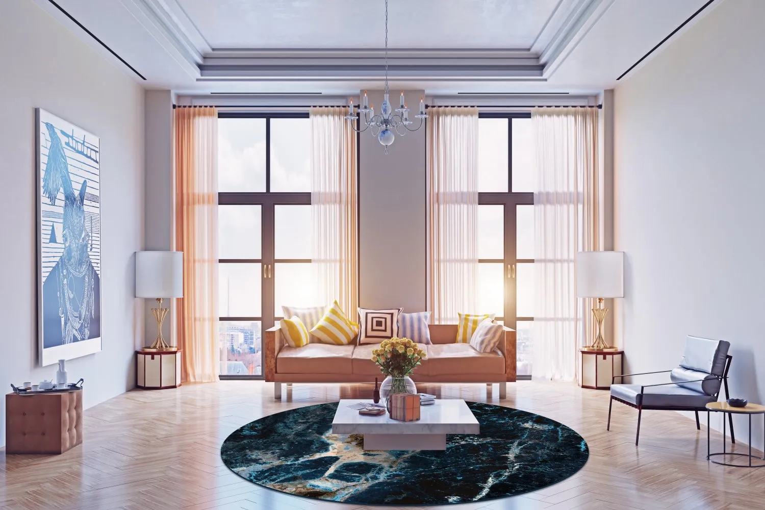 Rund Teppich - Narbolia (blau/multi)