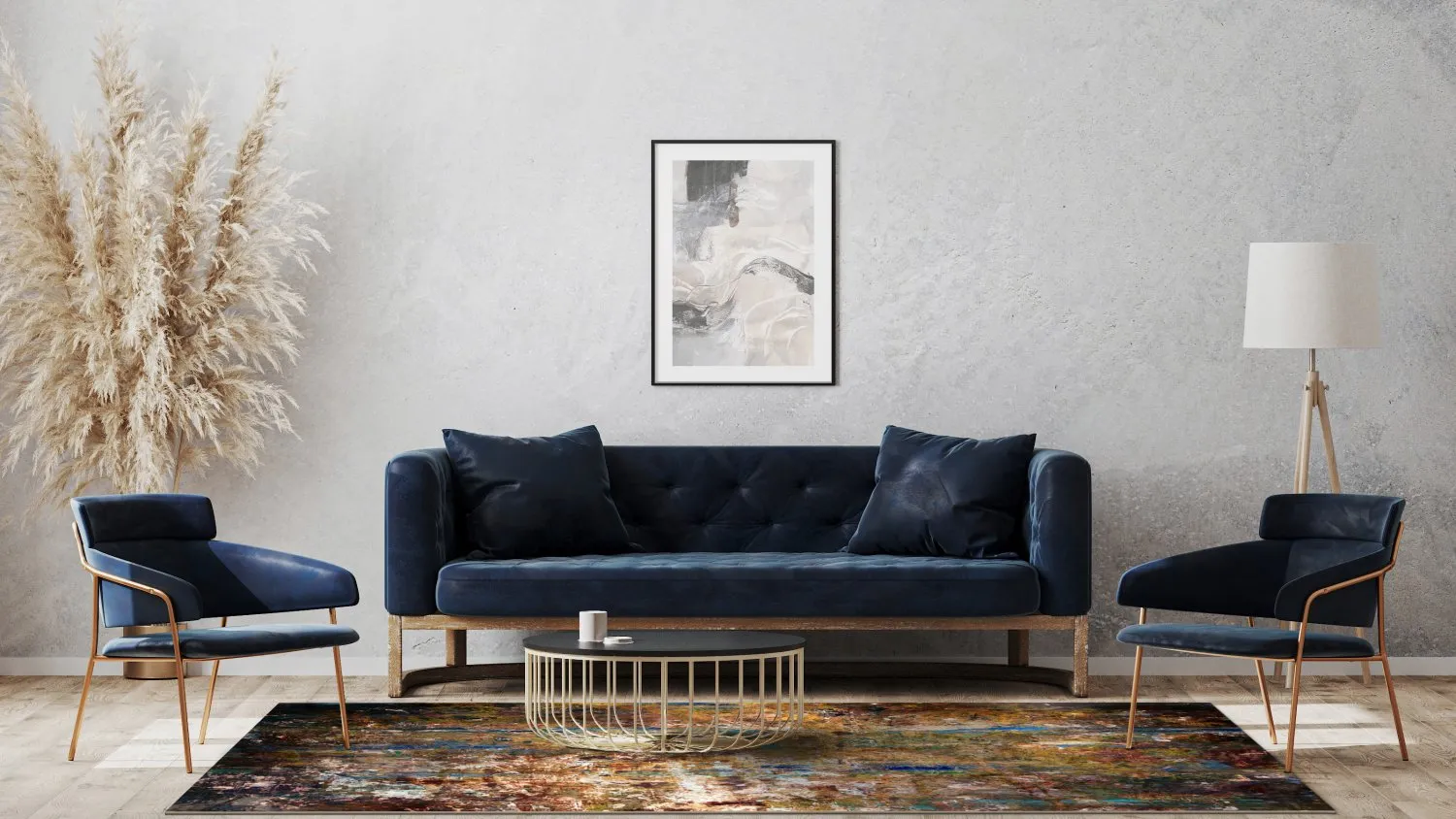 Wilton-Teppich - Trepito (braun/blau/multi)