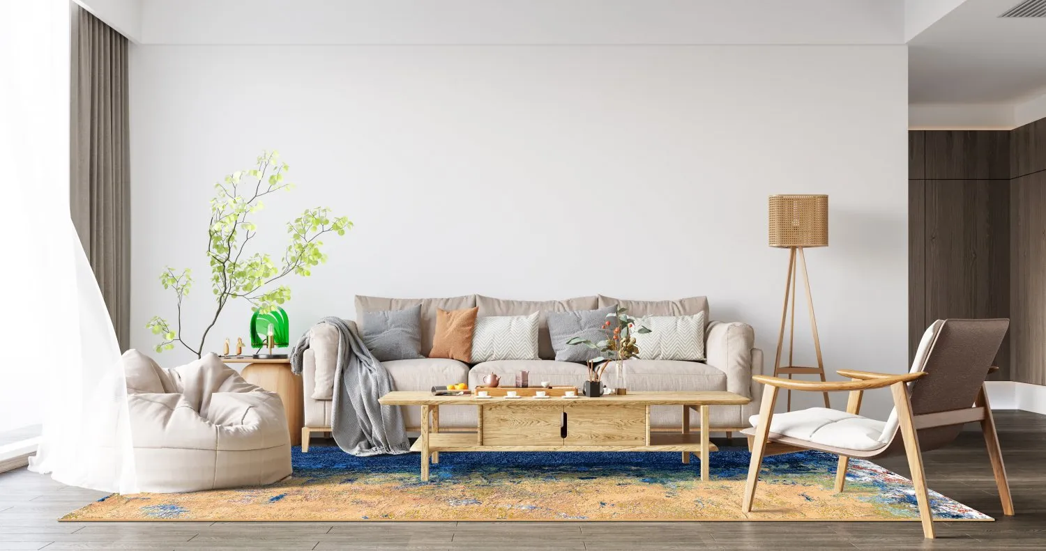 Wilton-Teppich - Sindia (beige/blau)