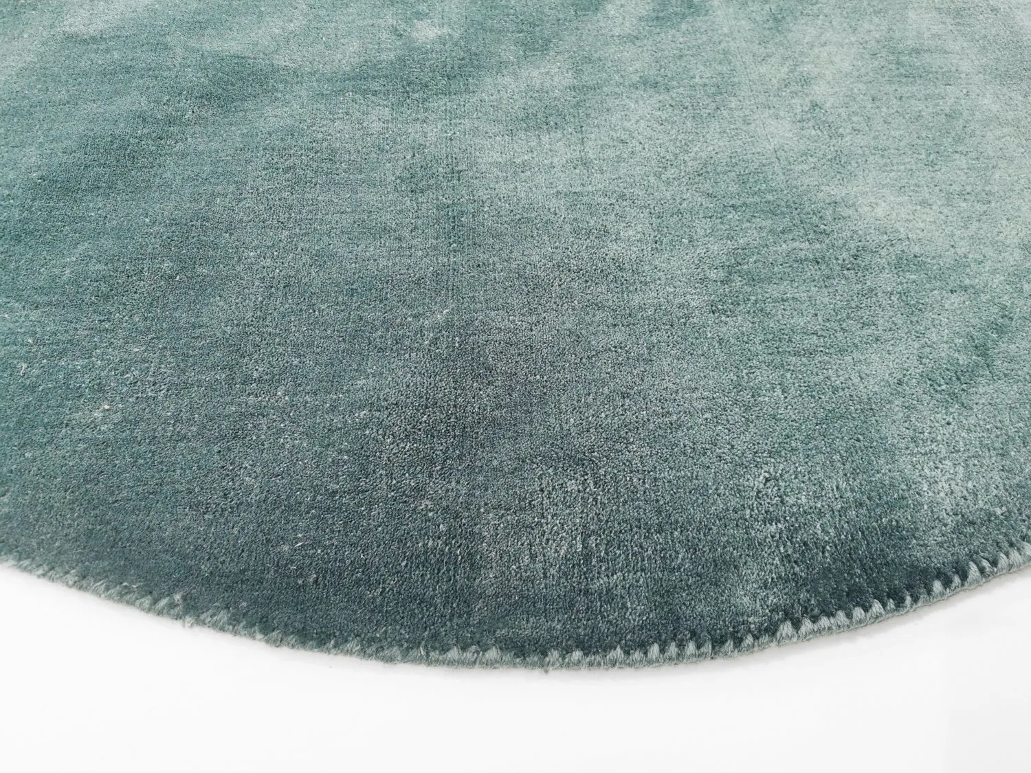 Tapis rond - PET recyclé avec aspect viscose (bleu acier)