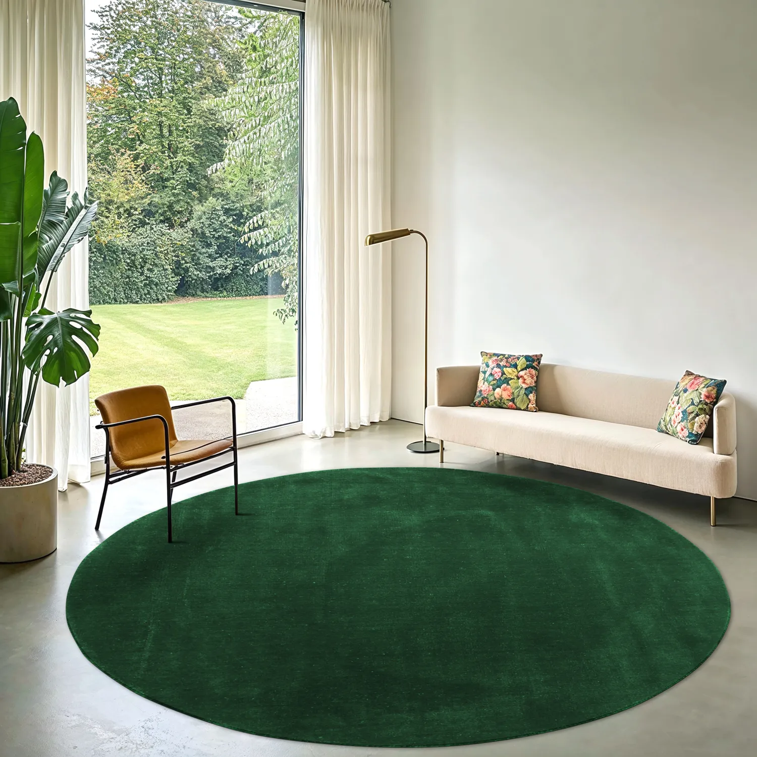 Rund Teppich - Recycled PET with viscose look (grün)