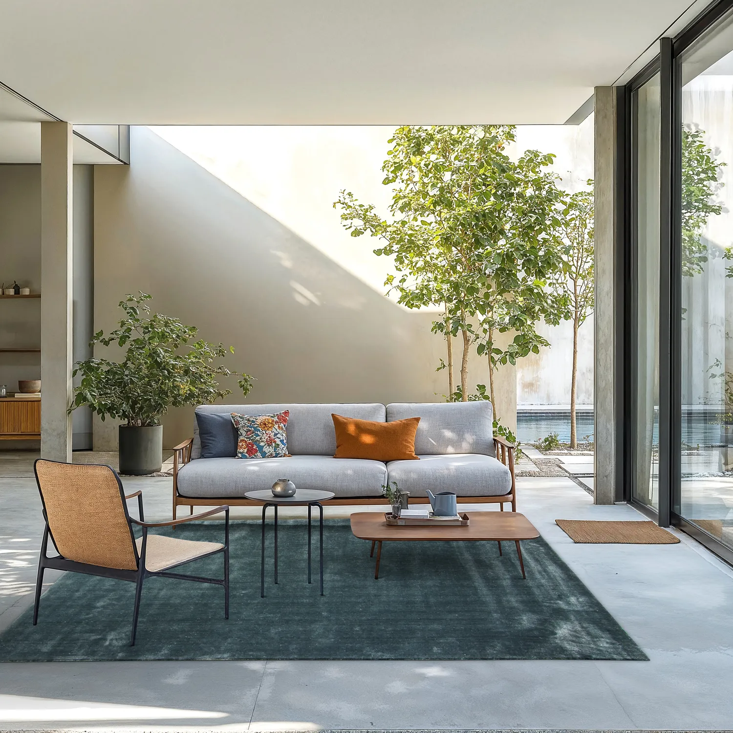 Recycled PET with viscose look (stahlblau)