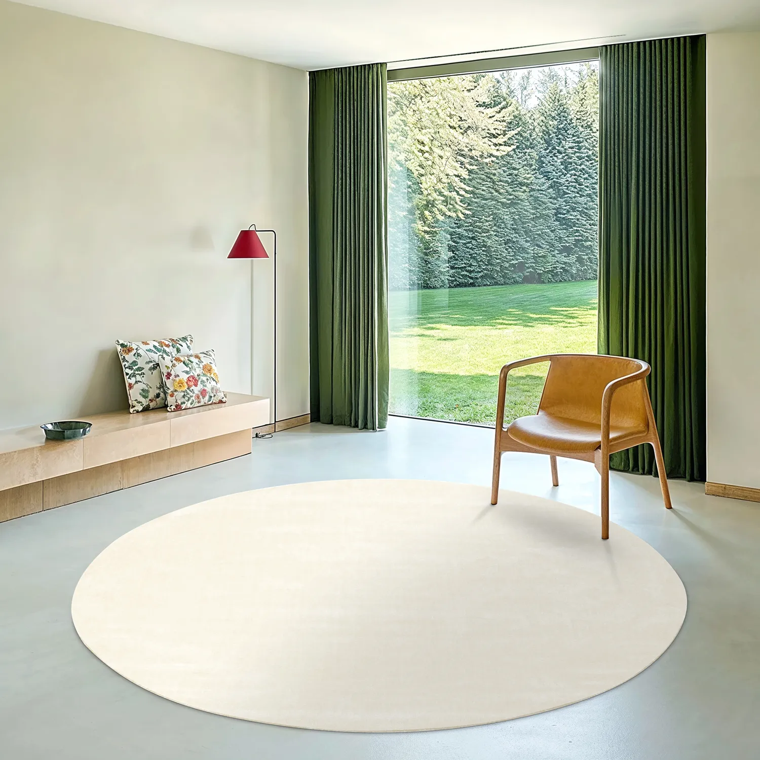 Rund Teppich - Recycled PET with viscose look (offwhite)