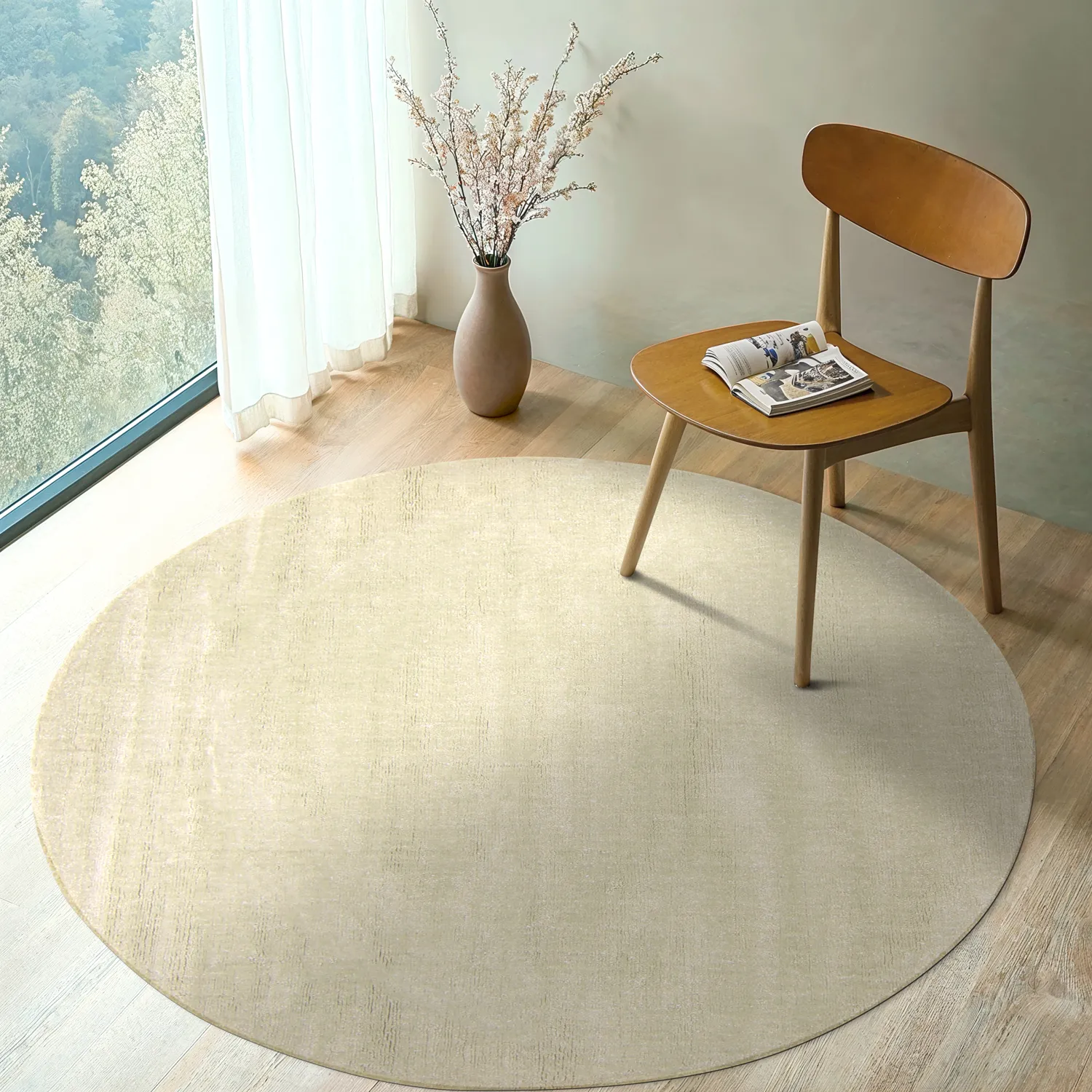 Rund Teppich - Recycled PET with viscose look (mint)