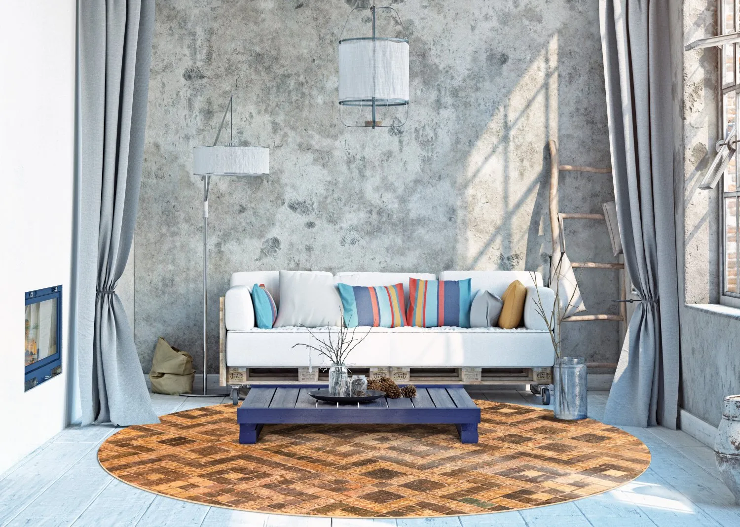 Rund Teppich - Lamego (beige/braun)