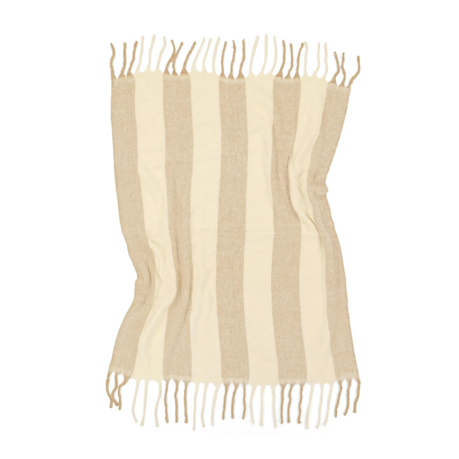 Decken - Wolldecke im Mischgewebe - Beatriz Stripe (beige/weiß)