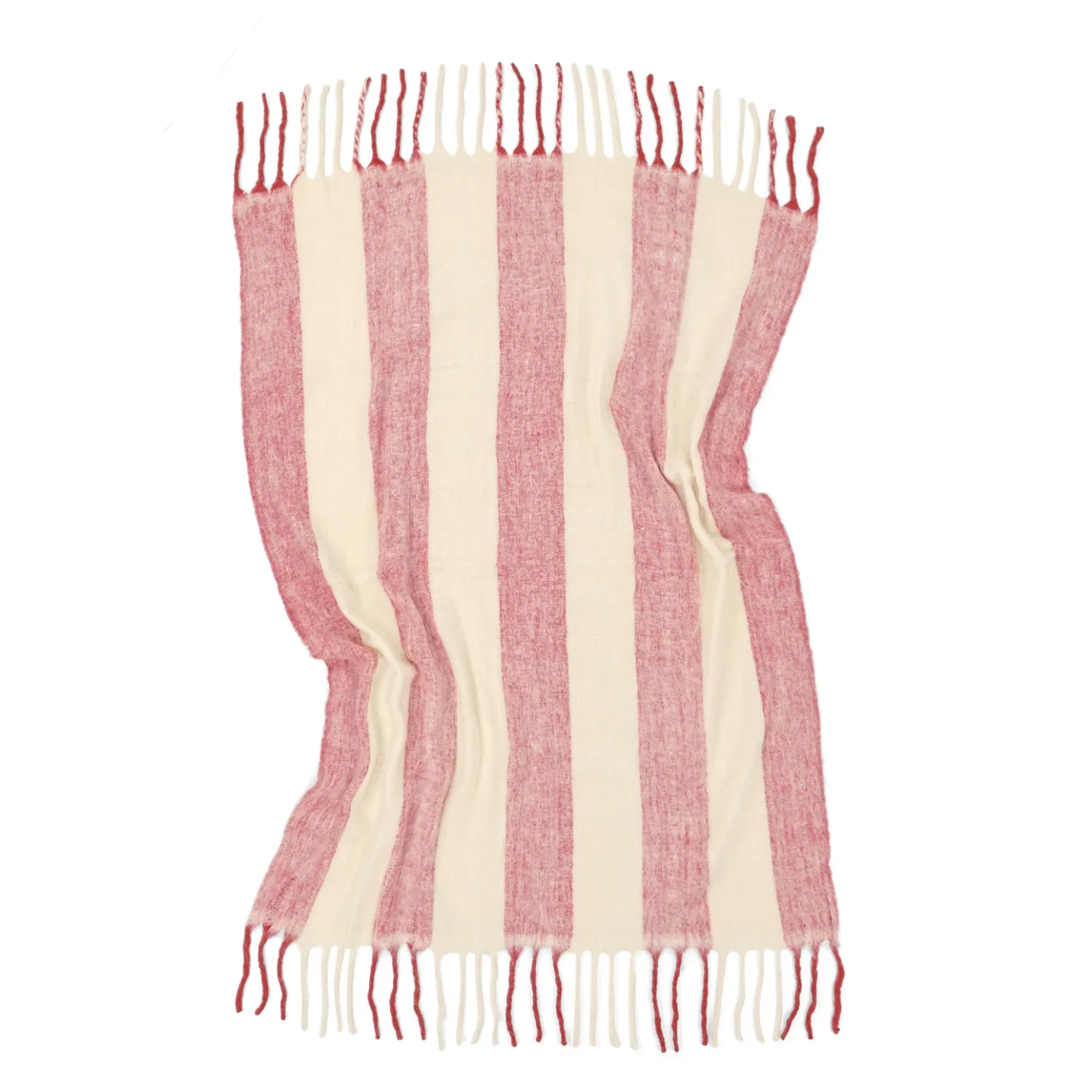 Decken - Wolldecke im Mischgewebe - Beatriz Stripe (rot/weiß)