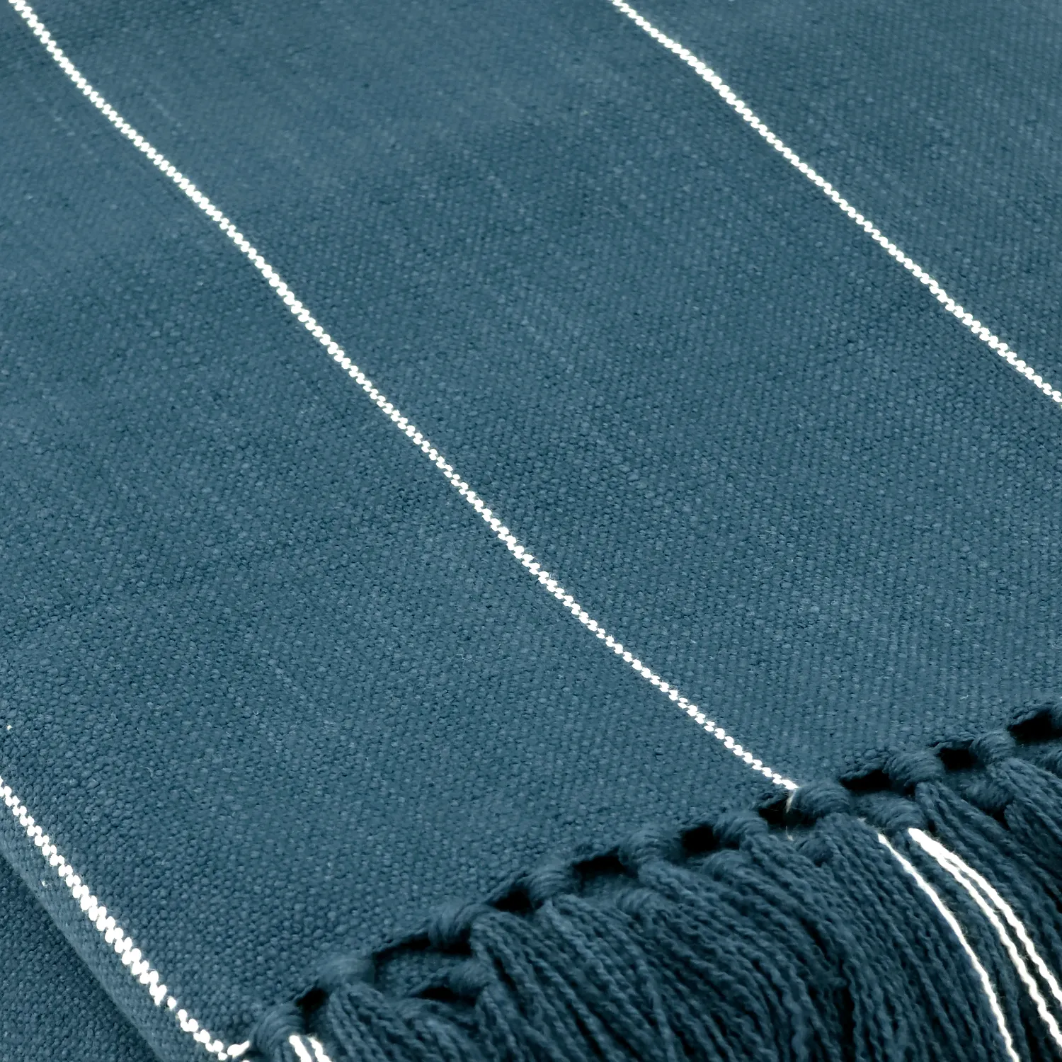 Decken - Baumwolldecke - Martina Stripe (blau/weiß)
