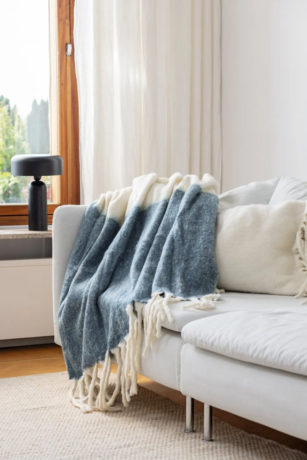 Plaid en mélange de laine - Carrie (bleu)